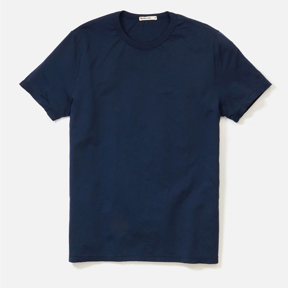 Men's Marine Layer Signature Crew Tee Navy Blue T-Shirt XL